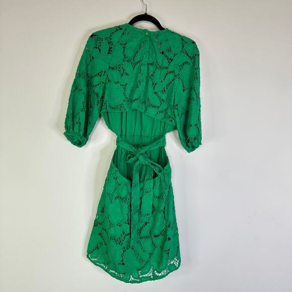 Maje Embroidered cotton mini dress in Green size FR 36/ US Small - Picture 8 of 13